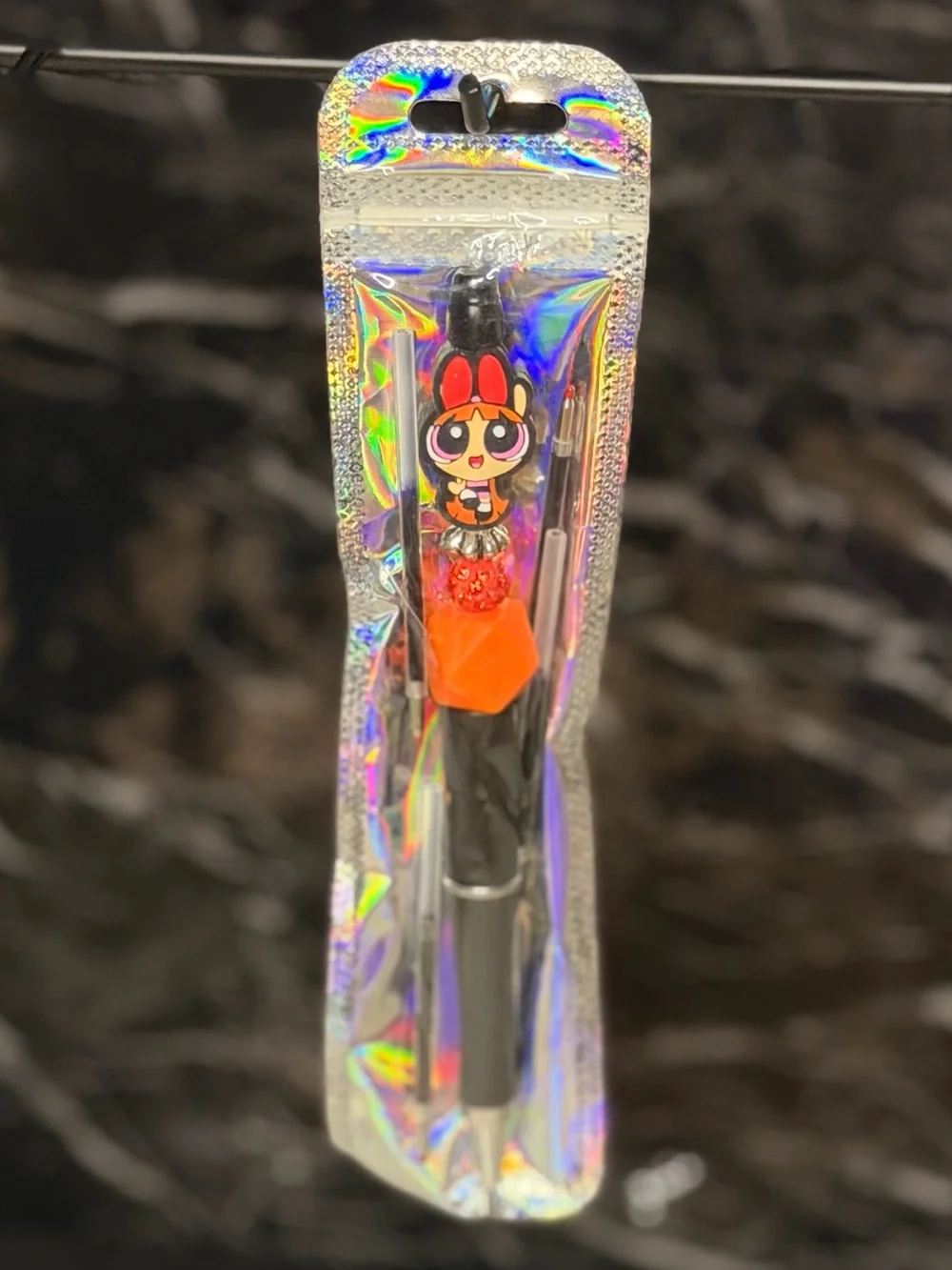 Blossom from Power puff Girls Focal Bead Pen Black & Blu Ink